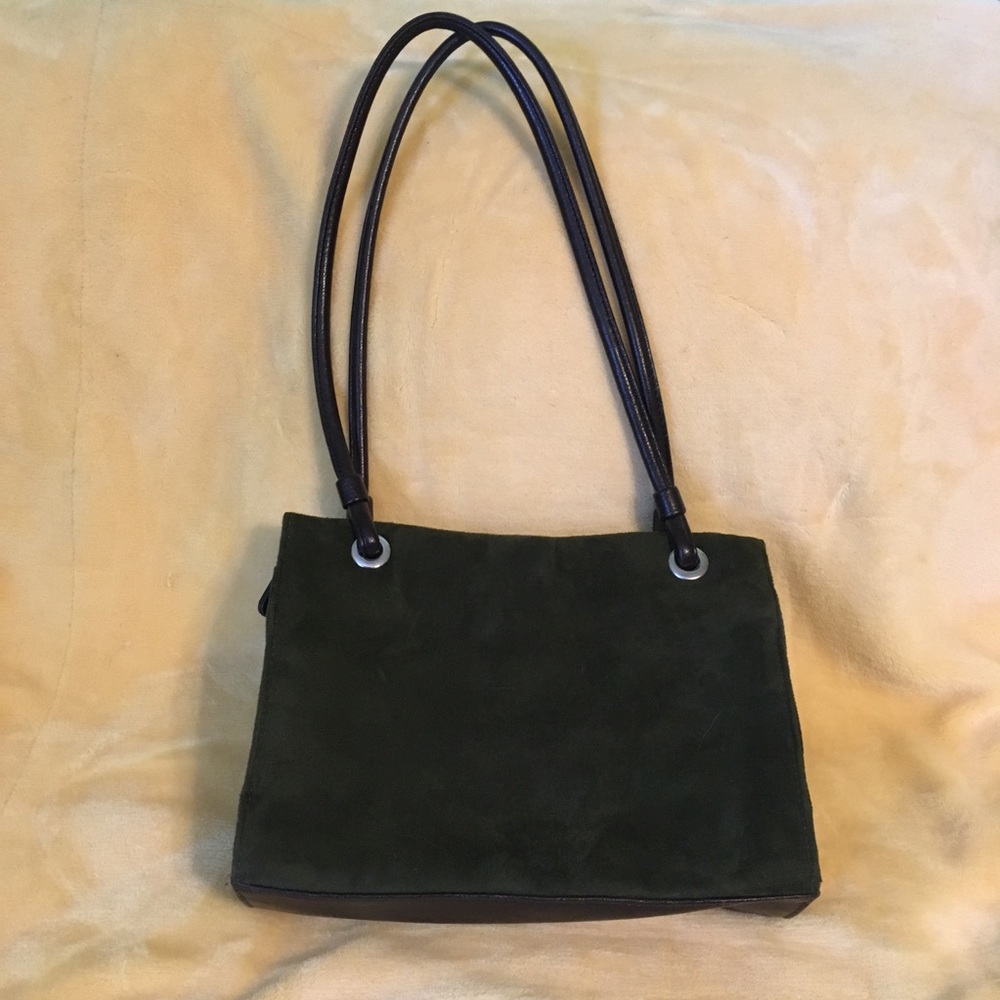 Olive green faux suede mini purse